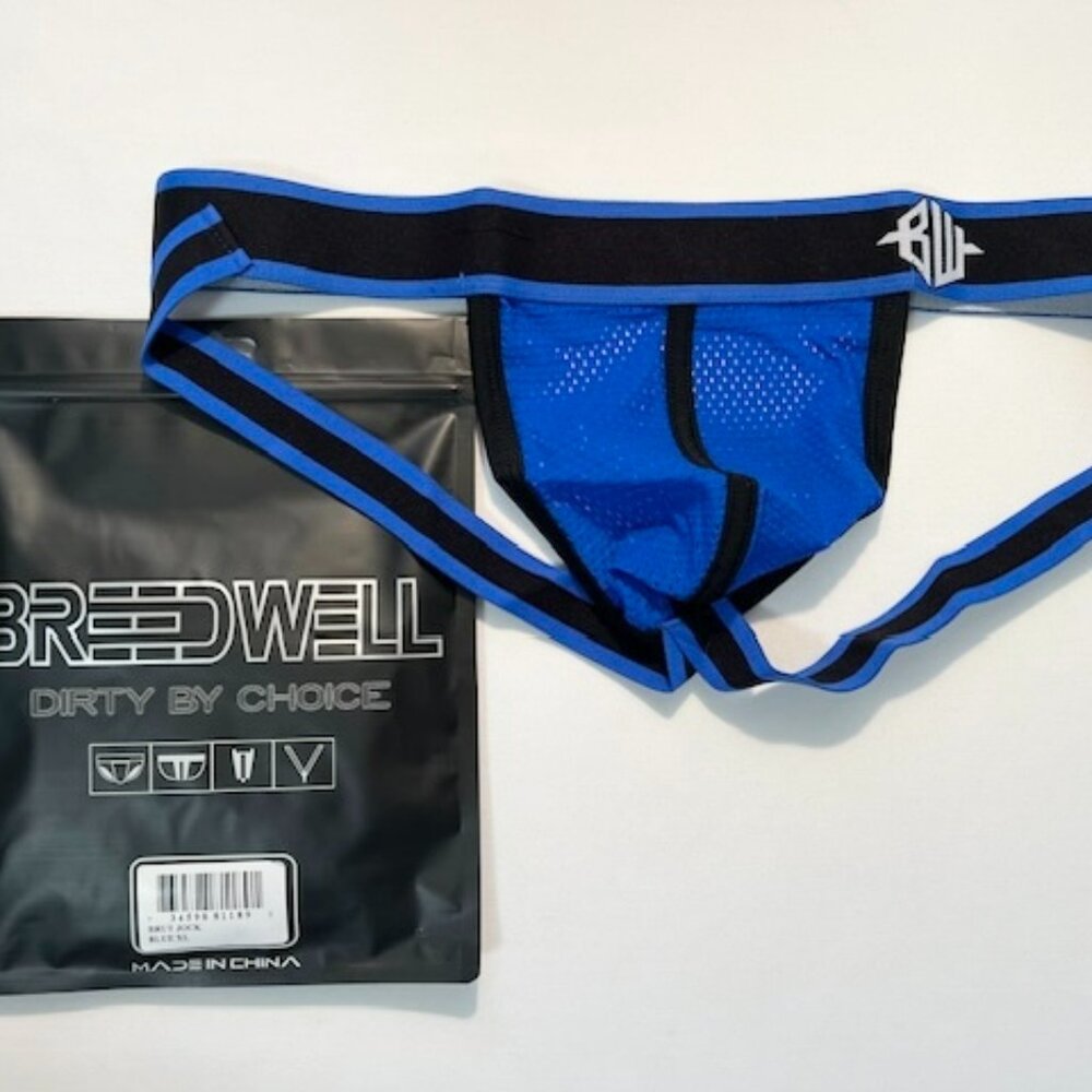BREEDWELL Size XL Nylon Mesh Brut Athletic Supporter - Blue/Black/White- Jock